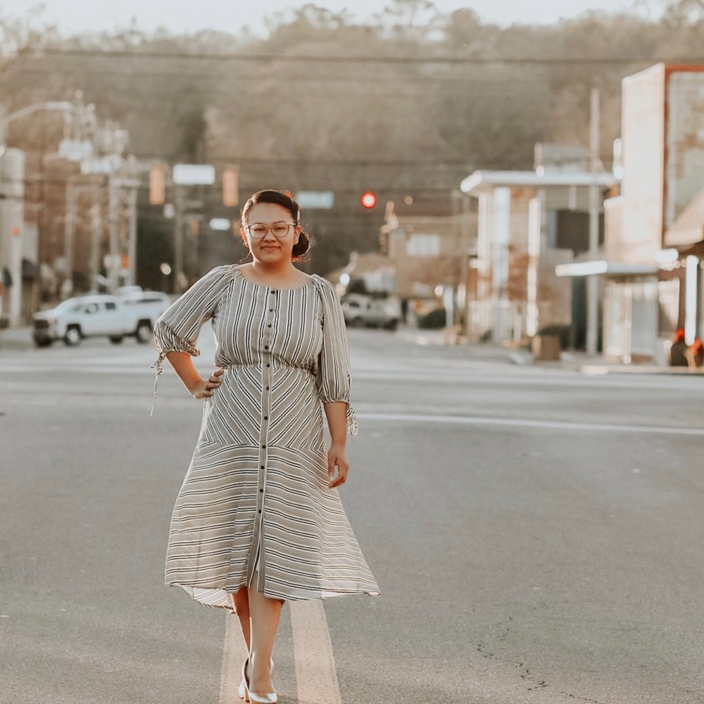 High Low striped dress